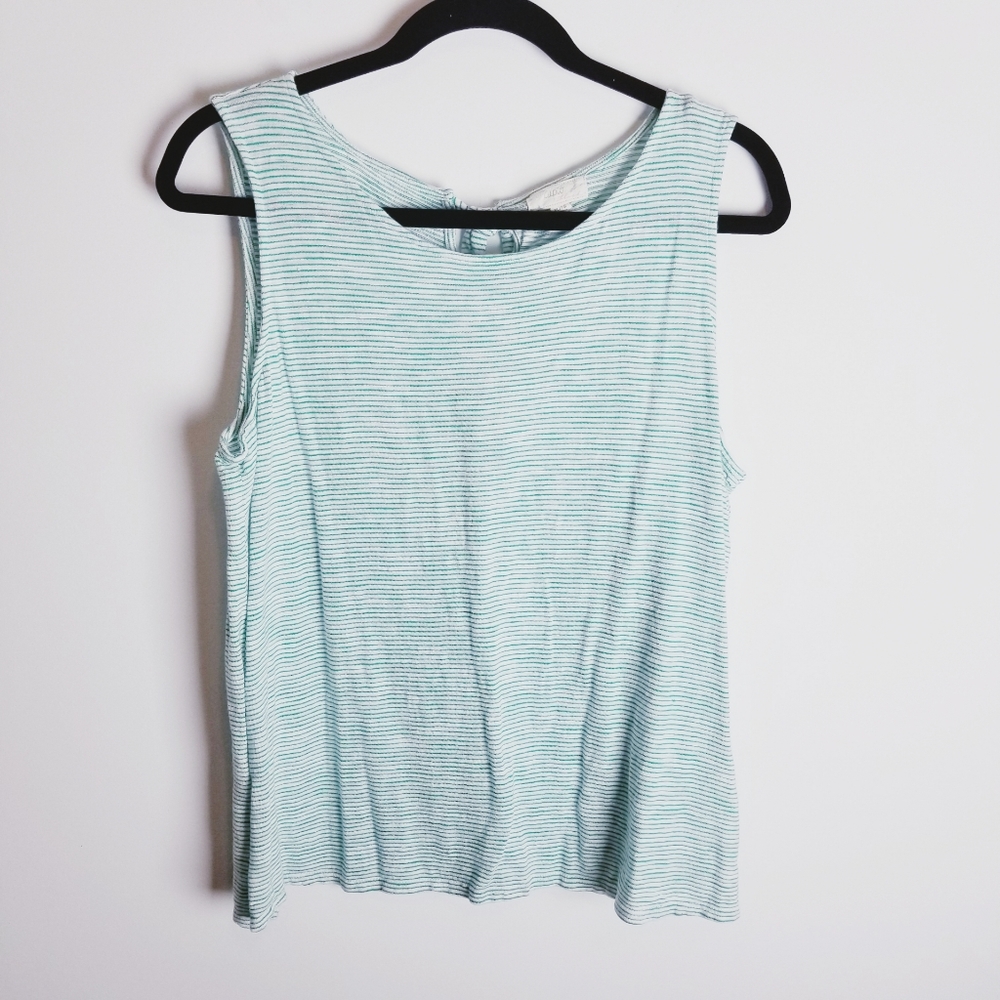 Cupio green sleeveless striped tank top